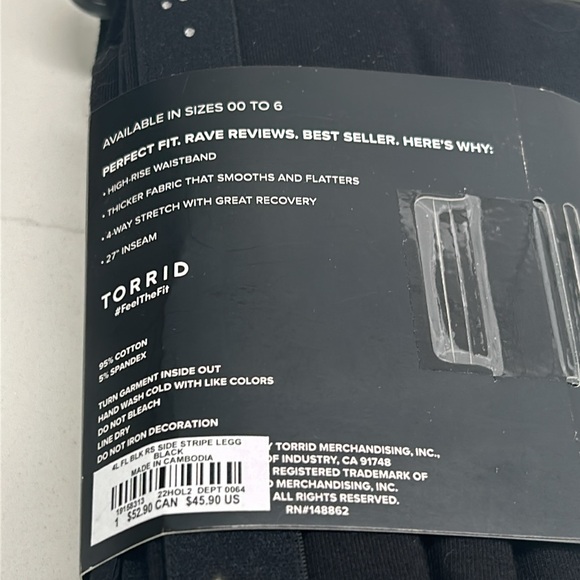 Torrid Full Length Premium Leggings Black With Rhinestones New In Package - Picture 2 of 7